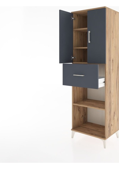 Hyperion Dolap 4 Raflı Tek Çekmeceli 2 Kapaklı 60x44x195 Çam-... Çam