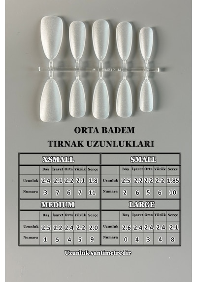 100 Adet Jel Tips Badem Orta Uzunlukta Protez Takma Tırnak Seti S