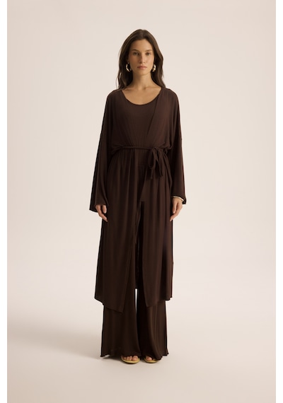 Mai Studios Co. Raina Kahve Kimono Basic Üçlü Takım Kahve Mai Studios Co. Raina Kahve Kimono Basic Üçlü Takım Kahve