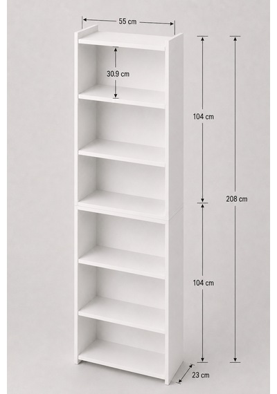 Nova 6 Raflı Beyaz Mdf Modüler Kitaplık Nova 6 Raflı Beyaz Mdf Modüler Kitaplık