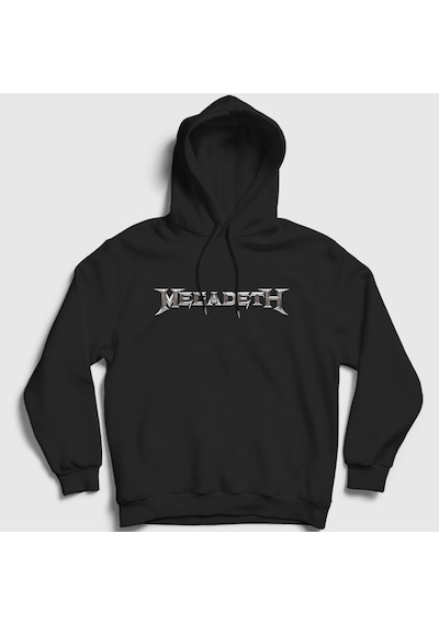 Presmono Unisex Logo Megadeth Kapüşonlu Sweatshirt Siyah