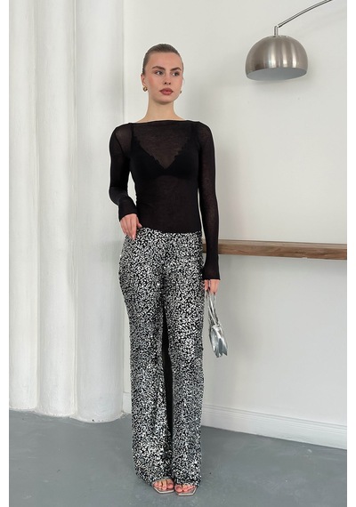 Verymoda Pullu Pantolon D2936 Gümüş
