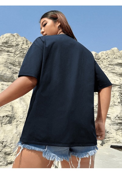 Uyguntarz Unisex Destiny Kız Tasarım Basklı Tshirt Lacivert