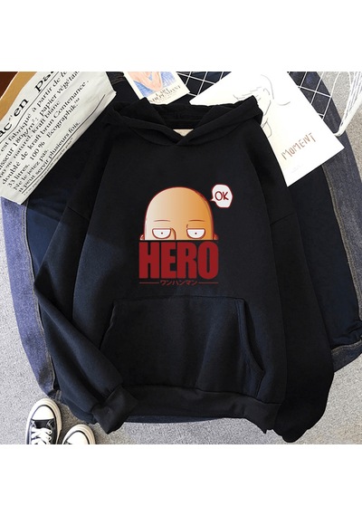 Anime Saitama Ok Kapşonlu Sweatshirt Siyah