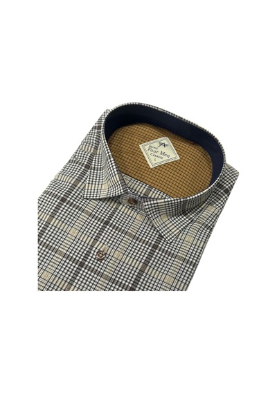 Eren Style Linen Keten Klasik %100 Cotton Kısa Kollu Terletmeyen Gömlek Bej