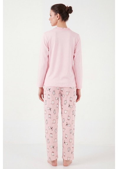 Lela Desenli Regular Fit Apaş Yaka Beli Lastikli Bol Paça Bayan Pijama Takımı 65714300 Açık Pembe Lela Desenli Regular Fit Apaş Yaka Beli Lastikli Bol Paça Bayan Pijama Takımı 65714300 Açık Pembe