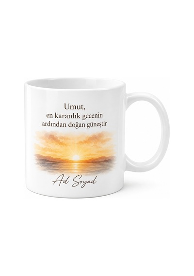 İsme Özel Umut Dolu Yazılı Kupa Bardak Hediye Özel Tasarım Porselen Mug Beyaz / Çok Renkli