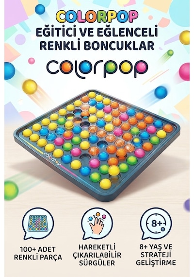 Color Pop Renkli Boncuklar - Stratejik Ve Eğlenceli Gizli Hedefli Pul Patlatmaca Aile Kutu Oyunu