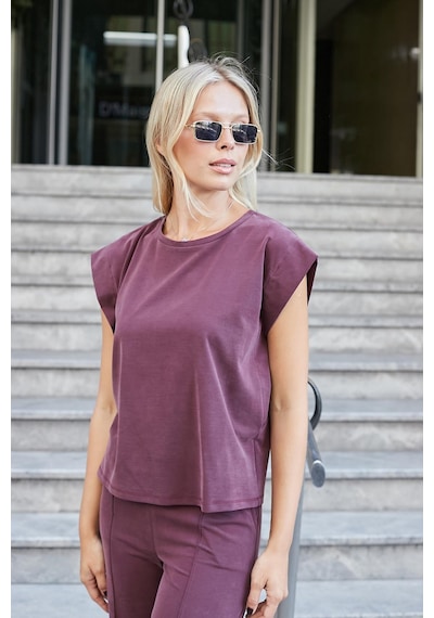 Jument Kadın Modal İpeksi Likralı Kumaş Geniş Sıfır Yaka Düşük Omuzlu T-shirt Bluz-bordo Bordo Jument Kadın Modal İpeksi Likralı Kumaş Geniş Sıfır Yaka Düşük Omuzlu T-shirt Bluz-bordo Bordo