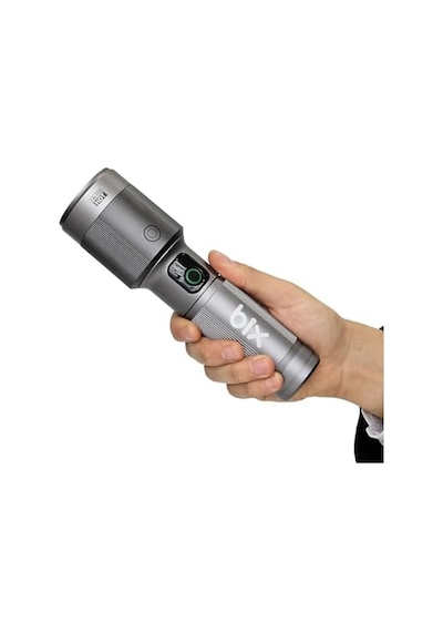 Bix Flashlight Bx5101fl 60w Led, Max. 2300 Lümen Parlaklık Ve 850 Metreye Kadar Uzun Menzilli, Şarj Edilebilir, Led Güç Göstergeli Ve Çok Modlu Kamp Acil Durum İçin Kompakt El Feneri