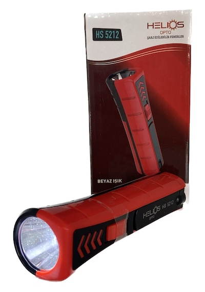 Helios Hs-5212 1w Şarj Edilebilir El Feneri 6400k Beyaz Işık Kırmızı - Siyah