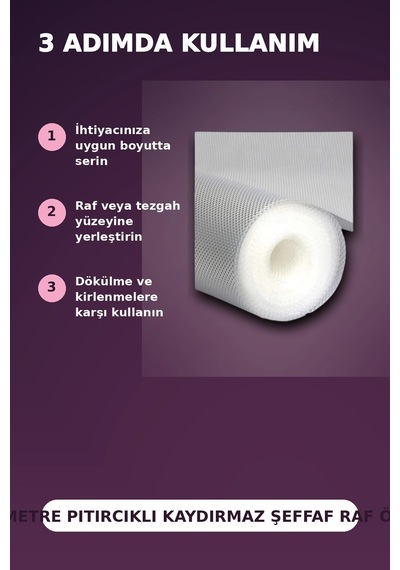 3 Metre Şeffaf Noktalı Dokulu Kalın Raf Örtüsü Ve Tezgah Koruyucu Mat Renkli