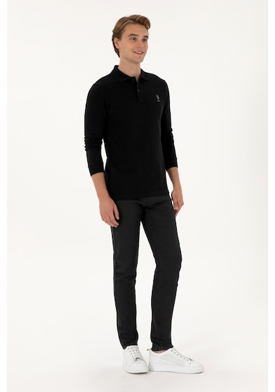 U.S. Polo Assn. Erkek Regular Fit Polo Yaka Siyah Basic Sweatshirt 50307757-VR046 U.S. Polo Assn. Erkek Regular Fit Polo Yaka Siyah Basic Sweatshirt 50307757-VR046