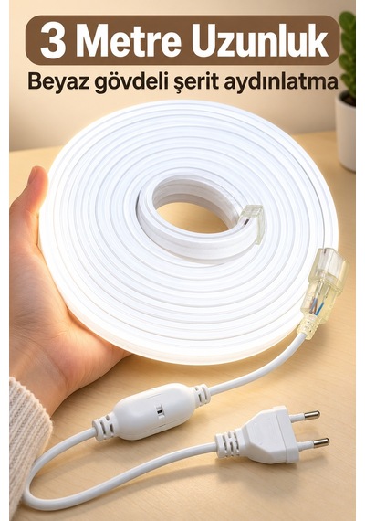 Fişli Şerit Aydınlatma Beyaz Işık 3 Metre Diğer
