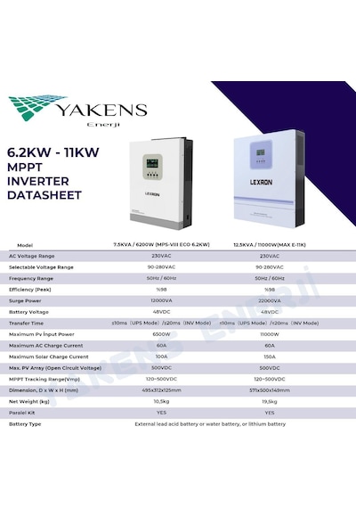 6200 Watt 6.2kw 48v 100a Mppt Şarjlı Tam Sinüs Akıllı İnverter Yüksek Voltajlı Paralellenebilir