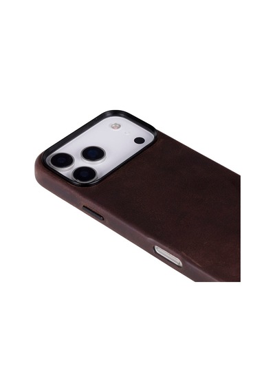 Bloomcase Premium Mono Espresso Brown Apple iPhone Uyumlu 17 Pro Max/ 18 Pro Max 6.9" Hakiki Deri Magsafe Kılıf Kahverengi