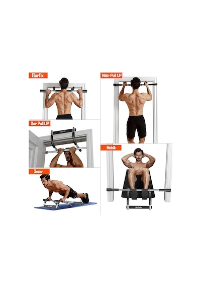 Kapı Barfiksi Çok Fonksiyonlu Mekik Şınav Barfix Aleti Demiri Çubuğu Chin Up Pull Up Demiri Siyah