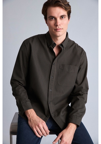 Defacto Relaxed Fit Polo Yaka Kareli Flanel Uzun Kollu Gömlek H5115ax26aukh79 Haki-kh79