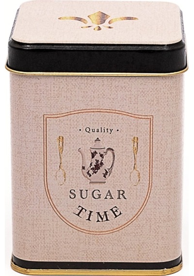 Azura Sugar Desenli Kare Metal Saklama Kabı 7.5 x 7.5 x 10 CM 0.5 L