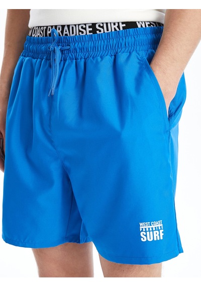 Lcw Swımwear Mavi Kısa Boy Baskılı Erkek Deniz Şortu