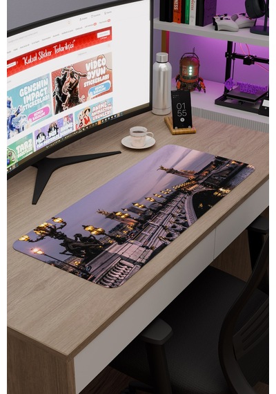 Paris Fransa Alexandre Iıı Köprüsü V4 70x30 Xl Gaming Kauçuk Kaymaz Taban Mouse Pad Fare Altlığı