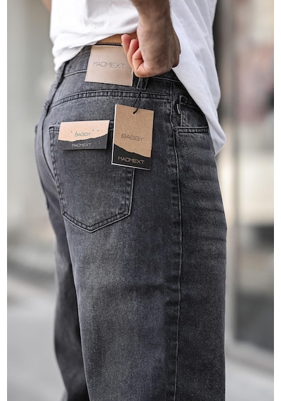 Madmext Füme Erkek Yıkamalı Baggy Jean 7216-füme Füme