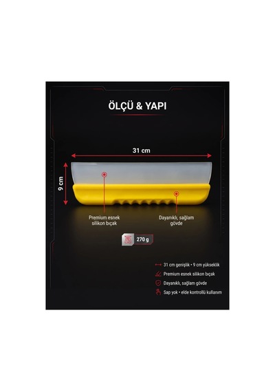 Silikon Ultra Profesyonel Cam Çekçeği 9x31 Cm - 270 Gram