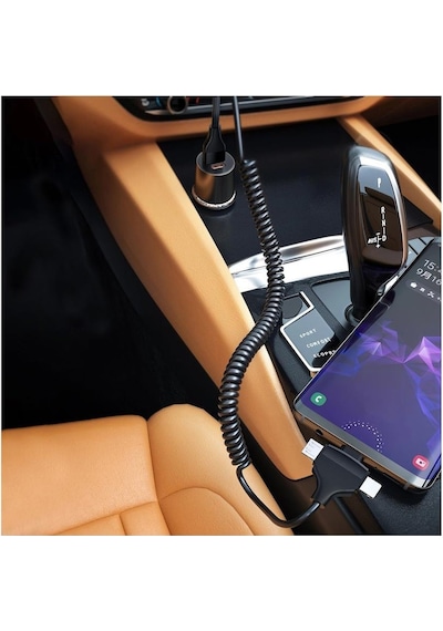 Spiral Tasarımlı Micro, Type-c Ve Lightning To Usb 3'ü 1 Arada Şarj Kablosu 1 Metre - Oto Şarj Kablosu