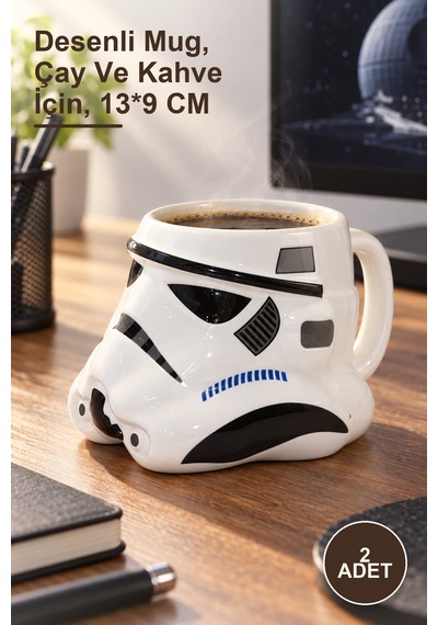 2 Adet Stormtrooper Tasarım Porselen Kupa Bardak Desenli Mug, Çay Ve Kahve İçin, 13 9 Cm 1