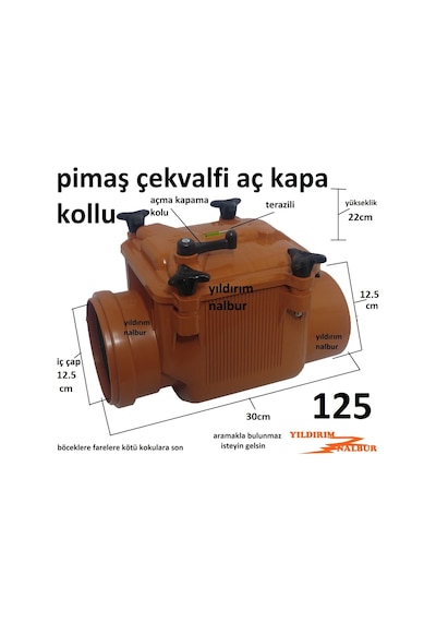 Çekvalf Plastik 125 Lik Logar Klape Çekvalf Mandallı Metal Kapak
