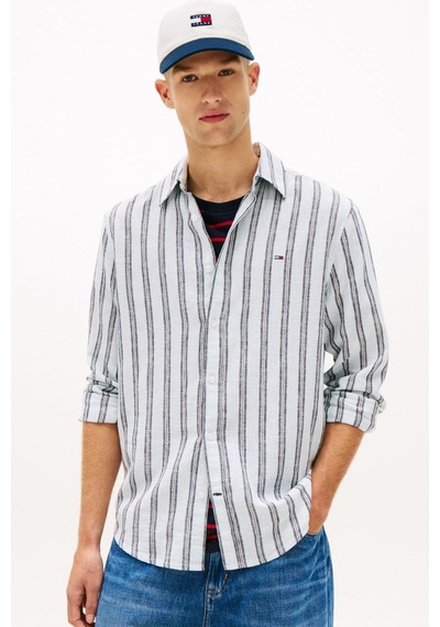 Tommy Hilfiger Tjm Regular Keten Mx Şeritli Erkek Mavi Gömlek-15654