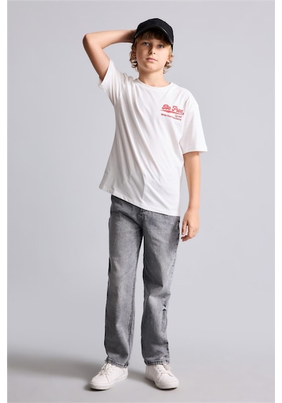 Defacto Erkek Çocuk Loose Fit Yıkama Efektli Düz Paça Jean Pantolon H2152a826aunm55 Gri-nm55
