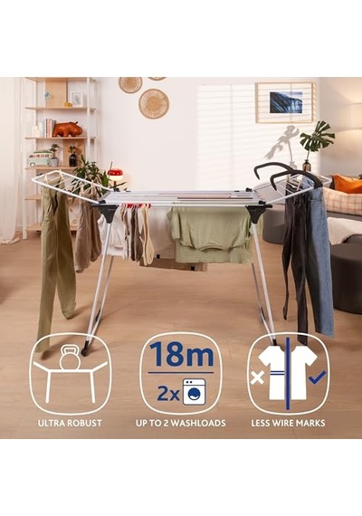 Vileda Premium 2in1 Masa Çamaşır Askılığı Alüminyum Teller Beyaz - 180 X 57 X 91 Cm 40 x 19