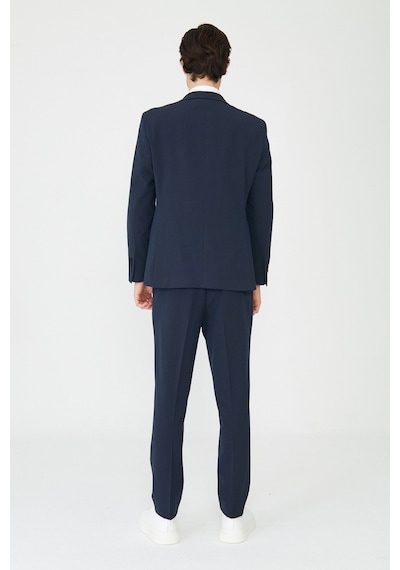 Lacivert Modern Slim Fit İnce Dokulu Kumaş Klasik Kesim Takım Elbise Laci