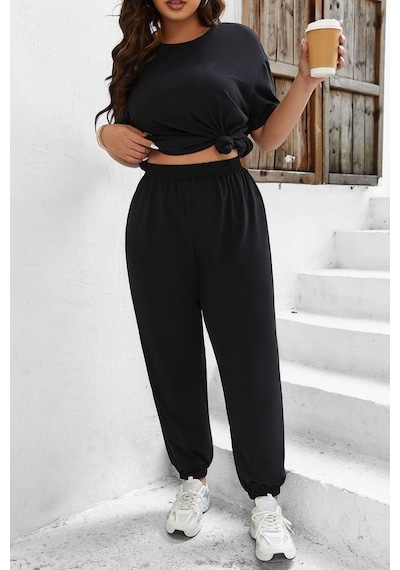 Uyguntarz Unisex Los Angles Baskılı 2'li Eşofman Takımı Siyah