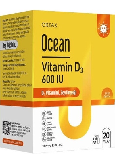 Orzax Ocean Vitamin D3 Sprey 600 Iu 20 Ml