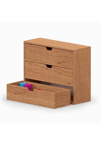 Desna Üç Katlı Üç Çekmeceli Dolap - Kiraz 34 Cm Uzunluk X 12.1 Cm Derinlik X 27.2 Cm Woodsaka Doğal Ahşap