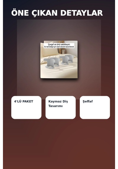 4'lü Şeffaf Kaymaz Çarşaf Ve Yorgan Sabitleyici - Dişli Tutucu İle Pratik Çözüm Diğer 18288583