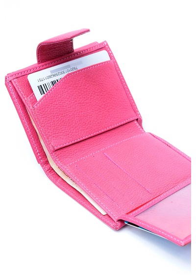 Prava Deri Atina Hakiki Deri Kadın Cüzdan Pembe