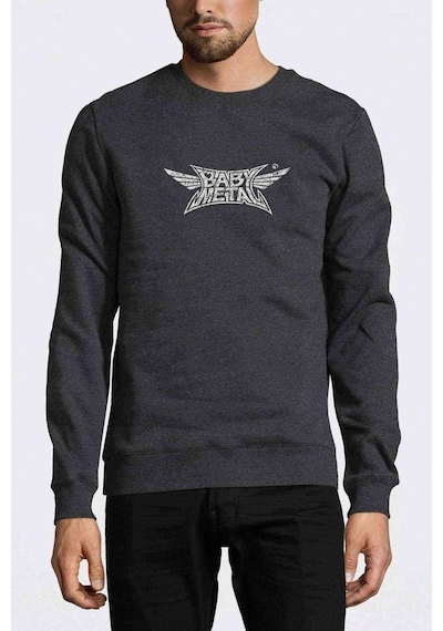 Babymetal Logo Baskılı Füme Antrasit Erkek Sweatshirt