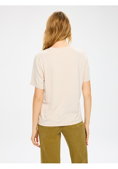 Faik Sönmez V Yaka Kısa Kol T-shirt W27tsh001 Bw27tsh00172 Taş