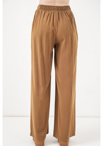 Bigdart Kadın Beli Lastikli Bol Paça Pantolon 30087 - Taba