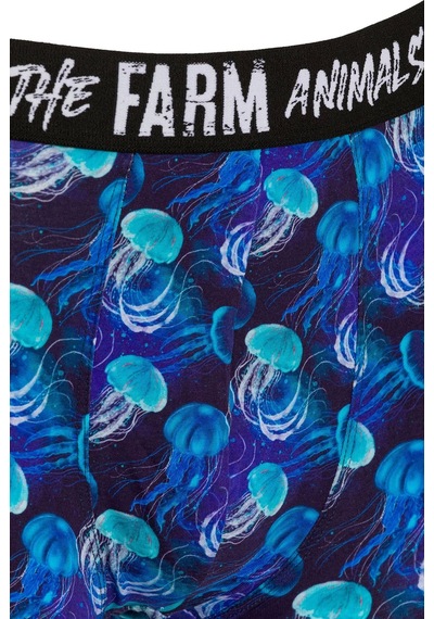 Farm Animals Jellyfish Desenli Boxer Lacivert
