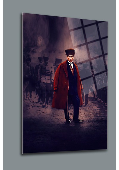 Atatürk Türk Bayrağı Cam Tablo Modern Sanat Tablosu Uv Baskı Canlı Renkler Ev Ve İş Yeri Anlamlı Hediye Seçeneği Kolay Montaj Askılı