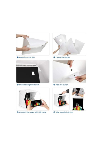 Mini Stüdyo 40x40 Cm Led Işıklı Pratik Katlanabilir Ürün Fotoğraf Çekim Çadırı Taşıma Çantalı Çok Renkli