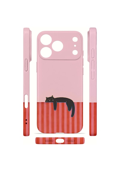 Apple iPhone Uyumlu 17 Pro Vorian İnce Kamera Korumalı Mika Kılıf Lazy Cat Sunset Lazy Cat Sunset Mika