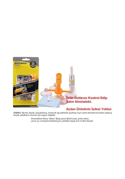 Araç Ön Cam Kırık Çatlak Giderici Hızlı Tamir Kiti 2,5 Cm Çap Kadar Uygundur, 3ml 5 Film