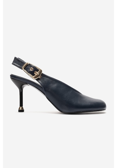 Luvi Shoes Flarıs Lacivert Cilt Kadın Topuklu Ayakkabı