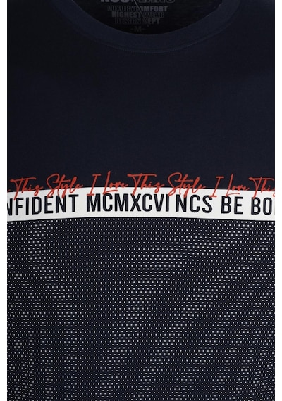 Erkek Lacivert Slim Fit Bisiklet Yaka Baskılı %100 Pamuk Nokta Desenli Jeans 1932-lacivert Lacivert