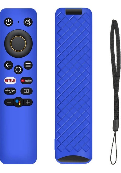 Wozlo Realme 4k Tv Stick Uyumlu Uzaktan Kumanda Kılıfı - Silikon Koruyucu Kılıf - Koyu Mavi